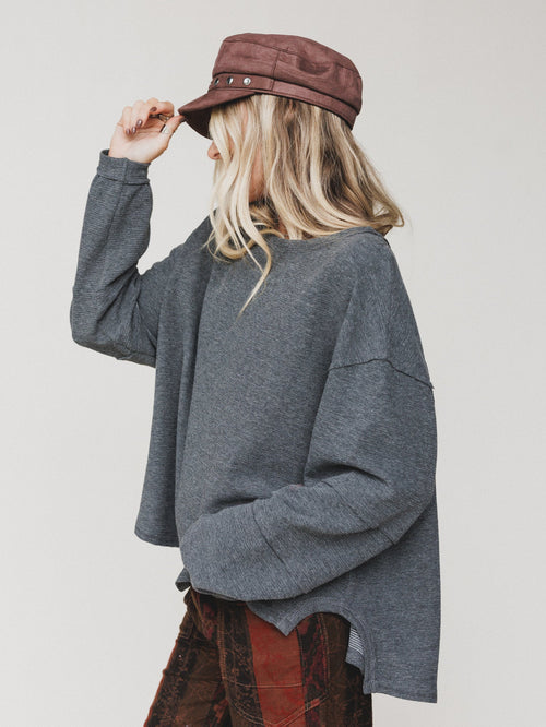 The Nest Essential Sweater Top - Charcoal
