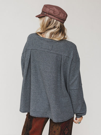 The Nest Essential Sweater Top - Charcoal