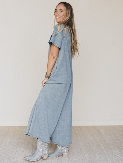 The Nest Jodi Short Sleeve Jumpsuit - Blue