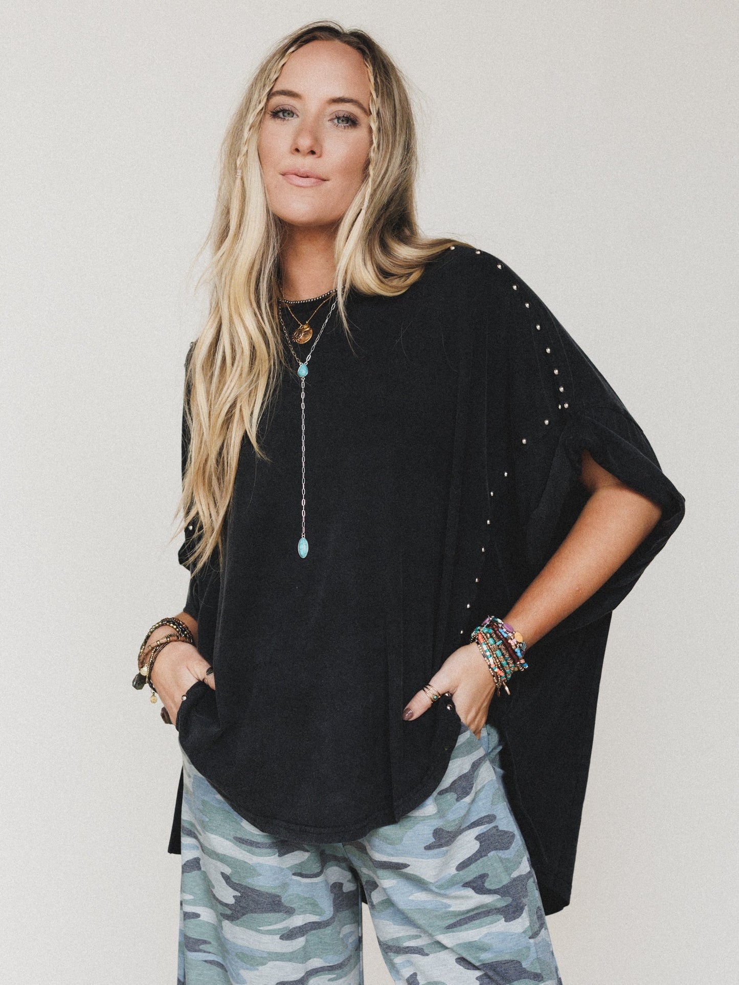 Tomcat Studded High Low Top - Black