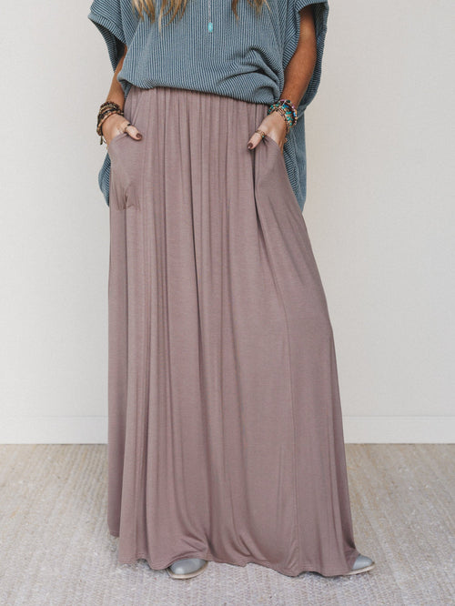 The Perfect Pocketed Maxi Skirt - Mocha