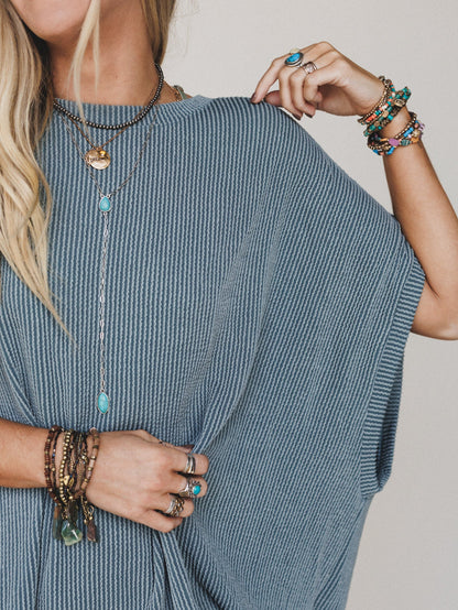 The Nest Moon Glow Texture Knit Top - Seafoam