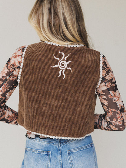 The Nest Nora Corduroy Vest Top - Brown