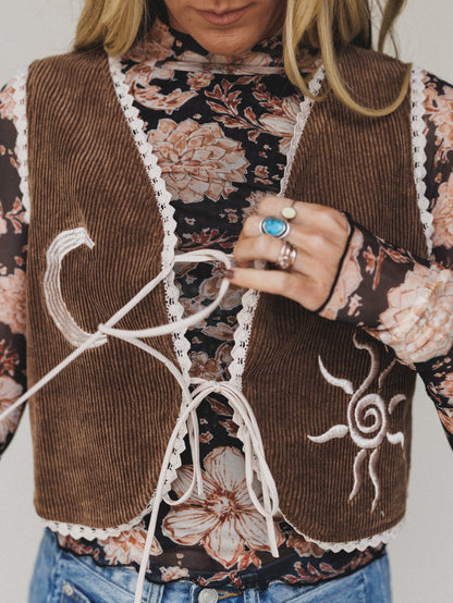 The Nest Nora Corduroy Vest Top - Brown