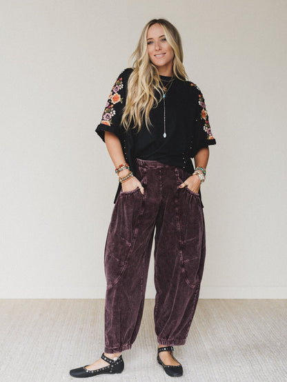 Tomcat Studded High Low Top - Black Floral Embroidery