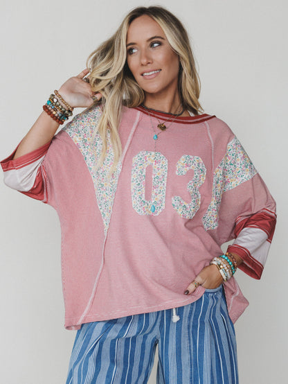 Britt Patchwork Top - Red Number