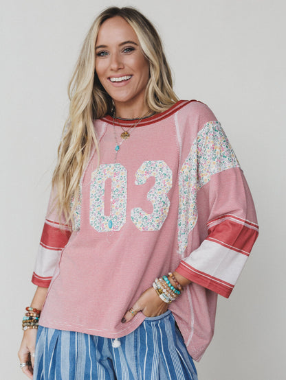Britt Patchwork Top - Red Number