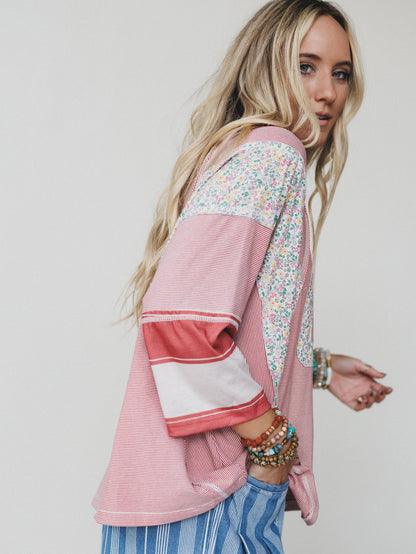 Britt Patchwork Top - Red Number