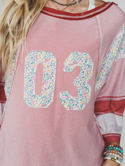 Britt Patchwork Top - Red Number