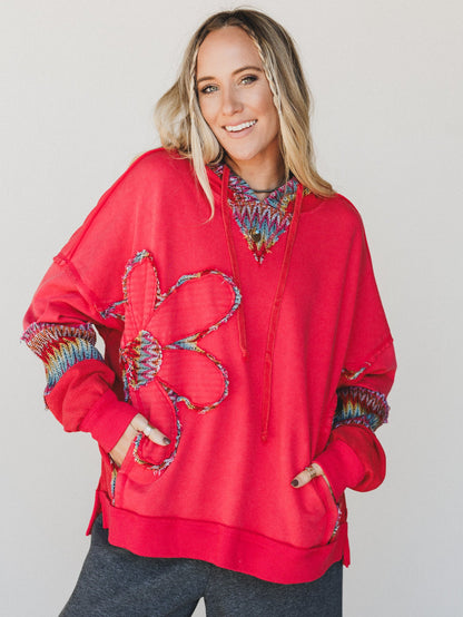 Patchwork Poppy Sweater - Red