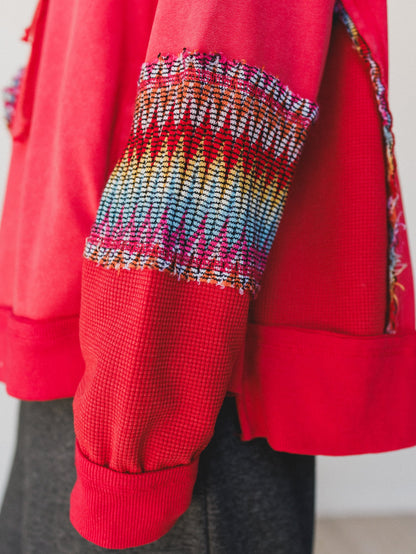 Patchwork Poppy Sweater - Red