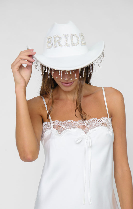 Diamond Darling Bride Hat ~ White