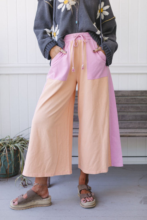 The Nest Breeze Lounge Wide Leg Pants - Orange Purple