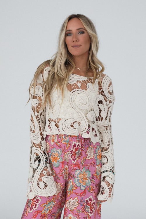Juliet Crochet Top - Beige