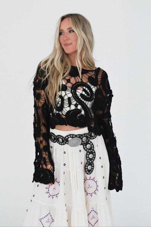 Juliet Crochet Top - Black