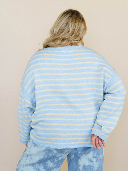 All My Stripes Oversized Sweater - Chambray Butter