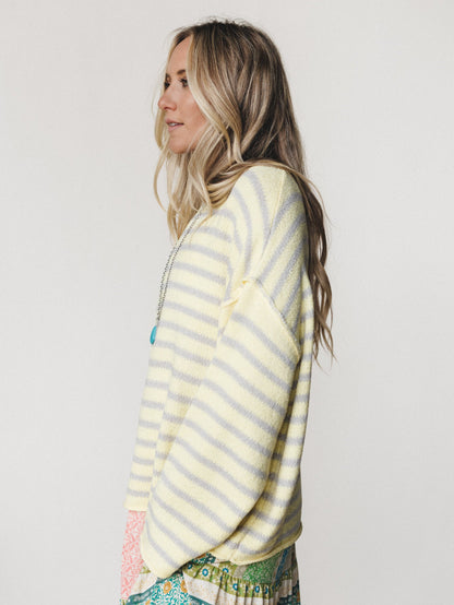 All My Stripes Oversized Sweater - Misted Yellow Icey Grey
