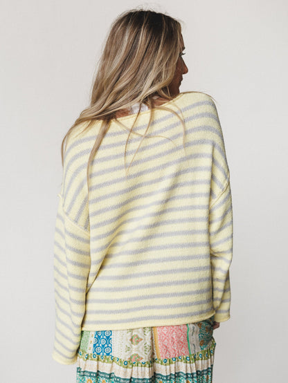 All My Stripes Oversized Sweater - Misted Yellow Icey Grey