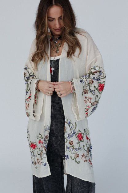 Fun In Florals Kimono - Cream