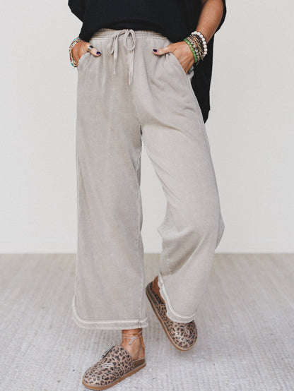 So Comfy Wide Leg Pant Cropped Length - Mocha