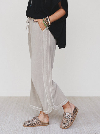 So Comfy Wide Leg Pant Cropped Length - Mocha