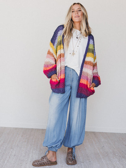 Wrapped up in Color Knit Cardigan - Rainbow
