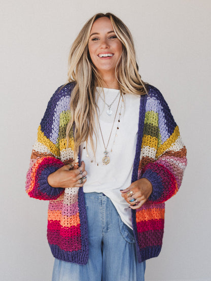 Wrapped up in Color Knit Cardigan - Rainbow