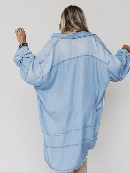 Ophelia Oversized Denim Dress - Washed Denim