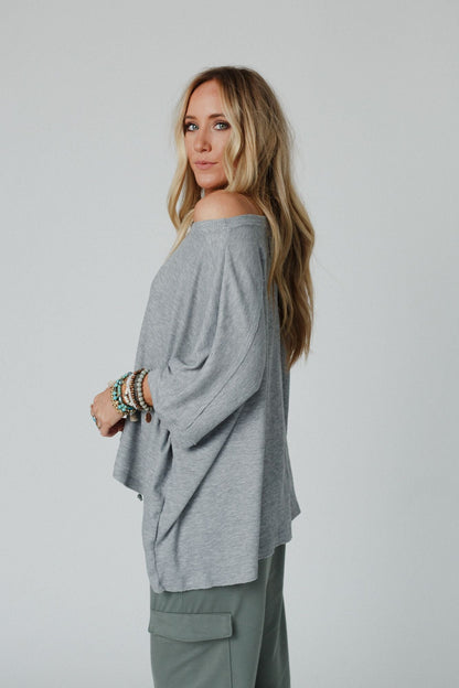 The Nest Kelsie Dolman Top- Heather Gray
