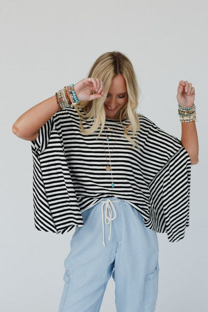 French Riviera Striped Top - Black