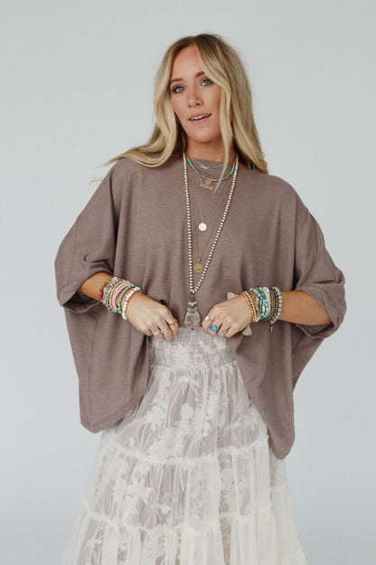 The Nest Kelsie Dolman Top - Dark Oatmeal