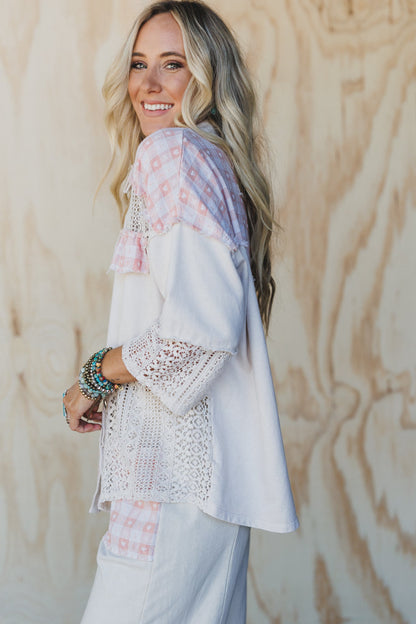 Lost In Love Button Down Top - Natural