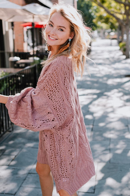 Golden Hour Bubble Sleeve Sweater - Mauve