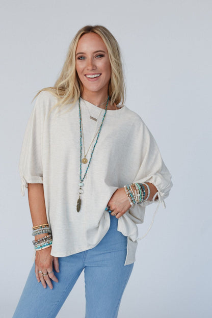 The Nest Little Lark Puff Sleeve Tee - Oatmeal