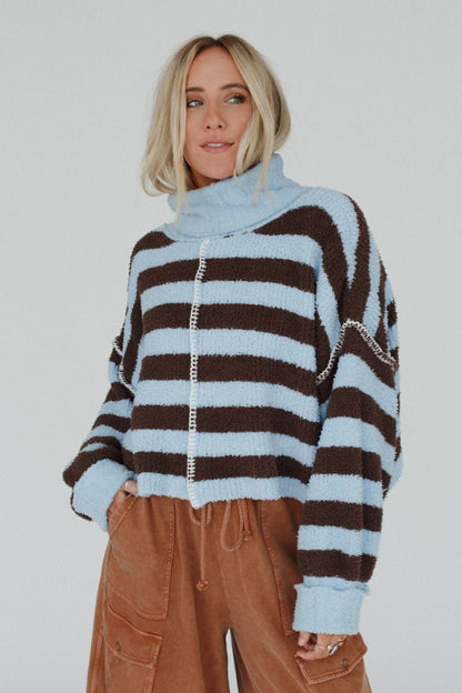 Ruby Striped Turtleneck Top - Blue Multi