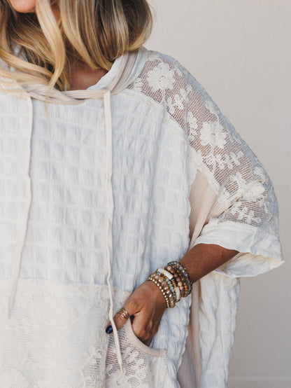 Radiant Wish Embroidered Hoodie Top - Ivory