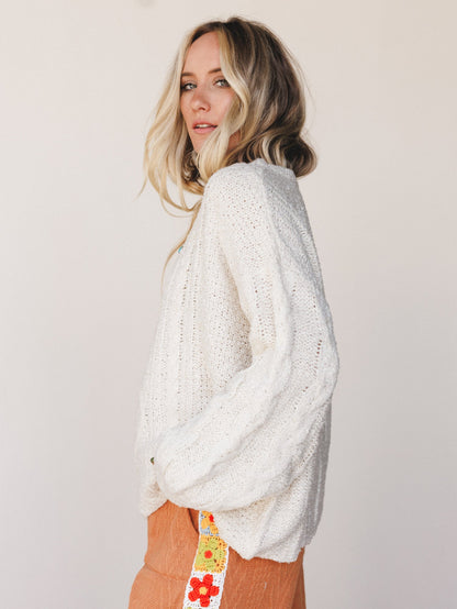 Coastal Dreamer Cable Knit Sweater - Cream