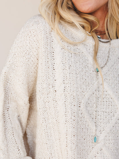 Coastal Dreamer Cable Knit Sweater - Cream
