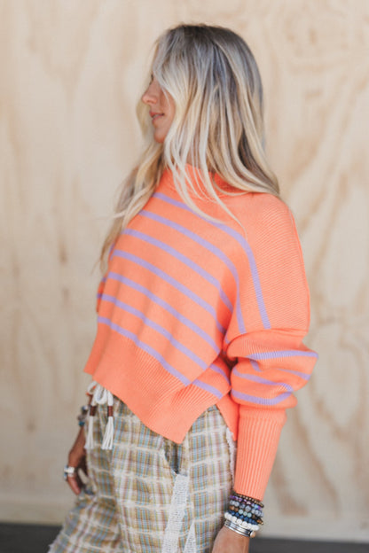 Dream On Striped Sweater - Orange