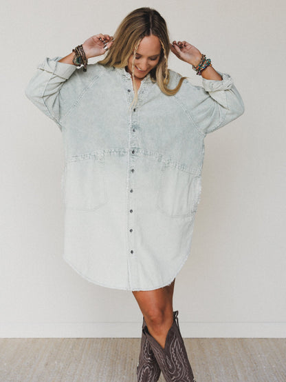 All You Do Tie Dye Corduroy Tunic Dress - Sage
