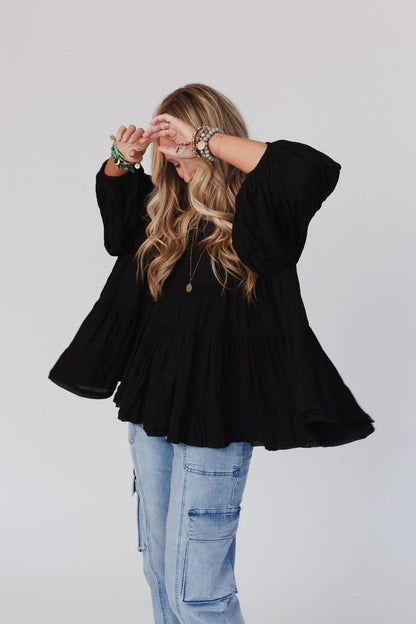 In The Clouds Tunic Top - Black