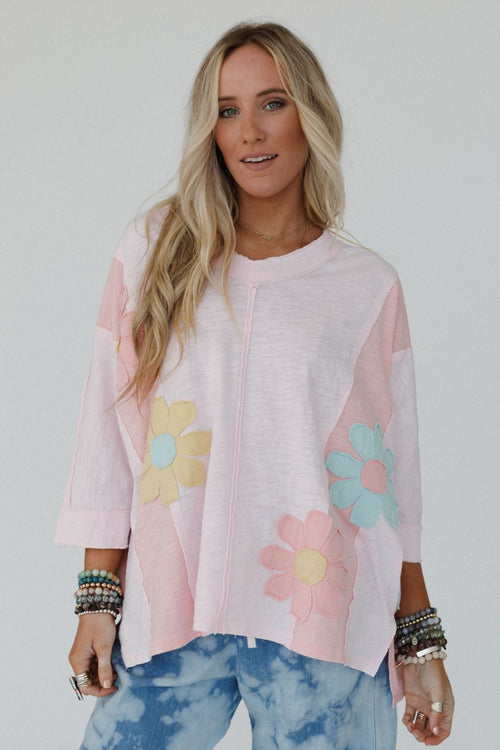 Chasing Bliss Flower Patch Top - Pink