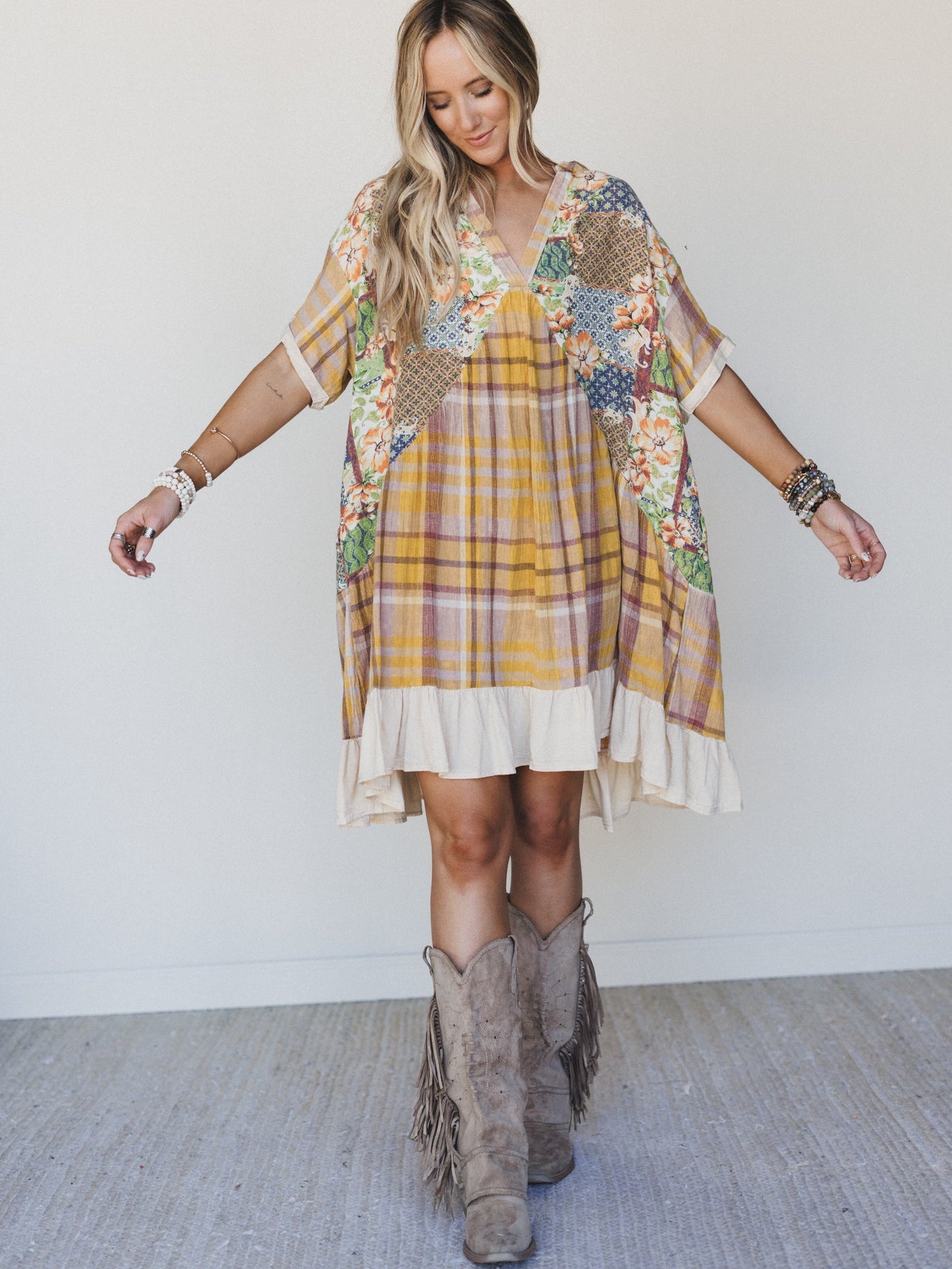 Golden Gaze Dress - Mustard