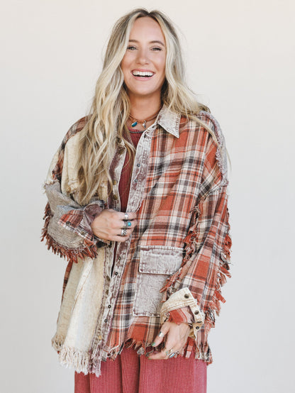 Moonlit Plaid Top - Brown
