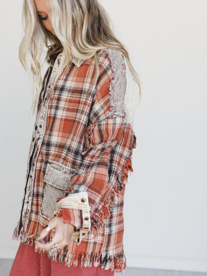 Moonlit Plaid Top - Brown