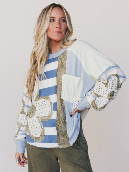Daisy Darling Patchwork Top - Blue