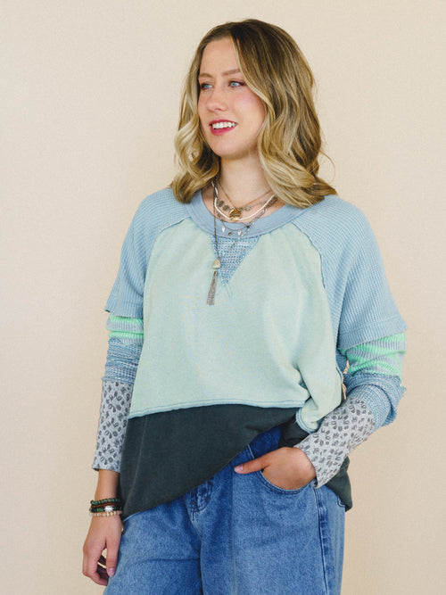 Garden Poems Long Sleeve Top - Seafoam
