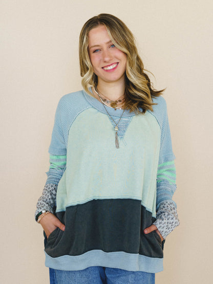 Garden Poems Long Sleeve Top - Seafoam