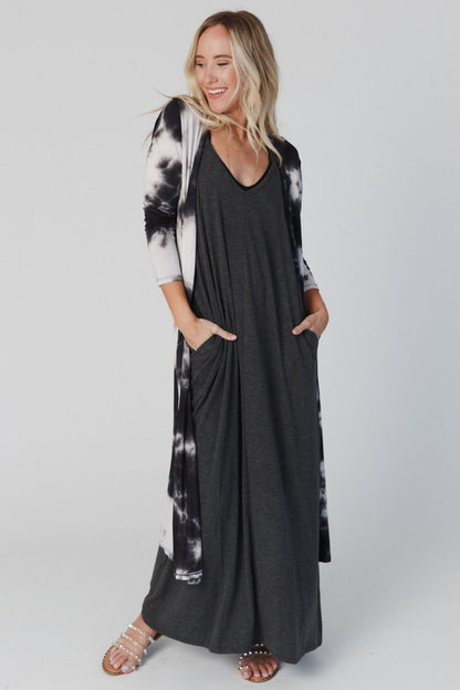 My Go To Duster Cardigan - Black Tie Dye
