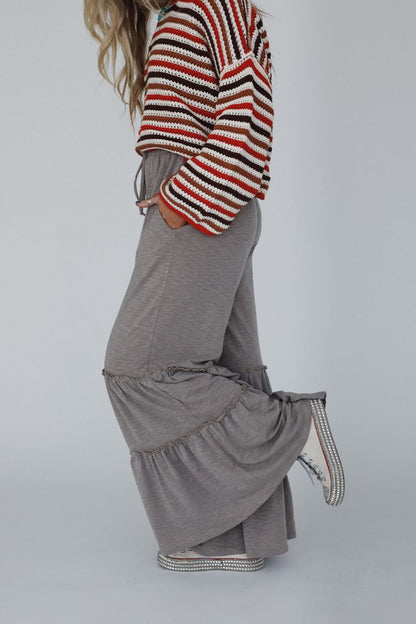 The Nest Milla Ruffled Wide Leg Pants - Brown